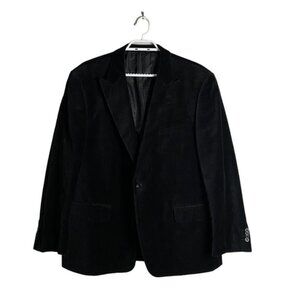 Bellissimo Men's Black Velvet Single Breasted Notch Lapel Paisley Blazer